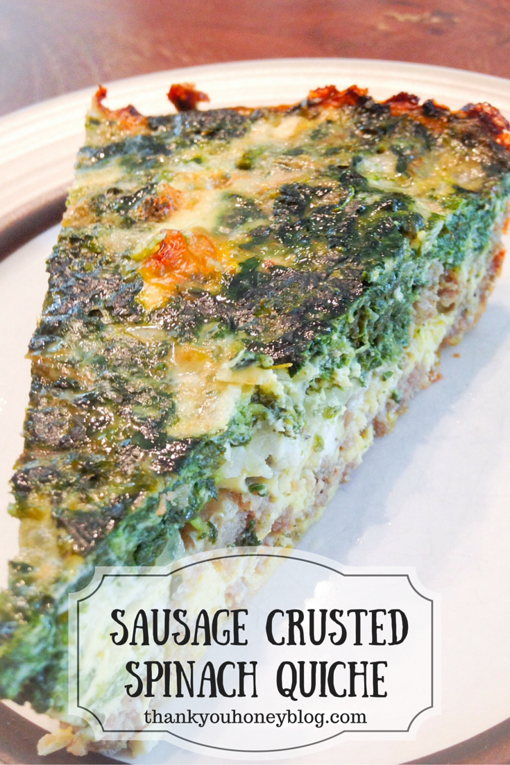 Sausage Crusted Spinach Quiche