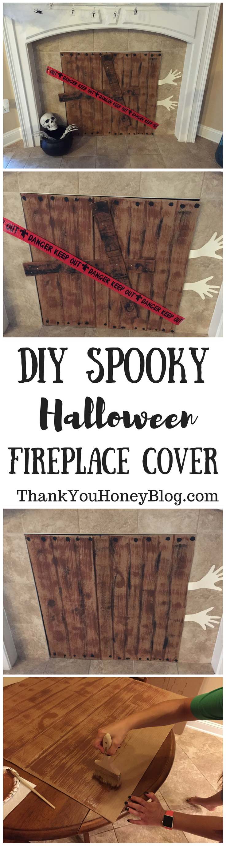 DIY Spooky Halloween Fireplace Cover