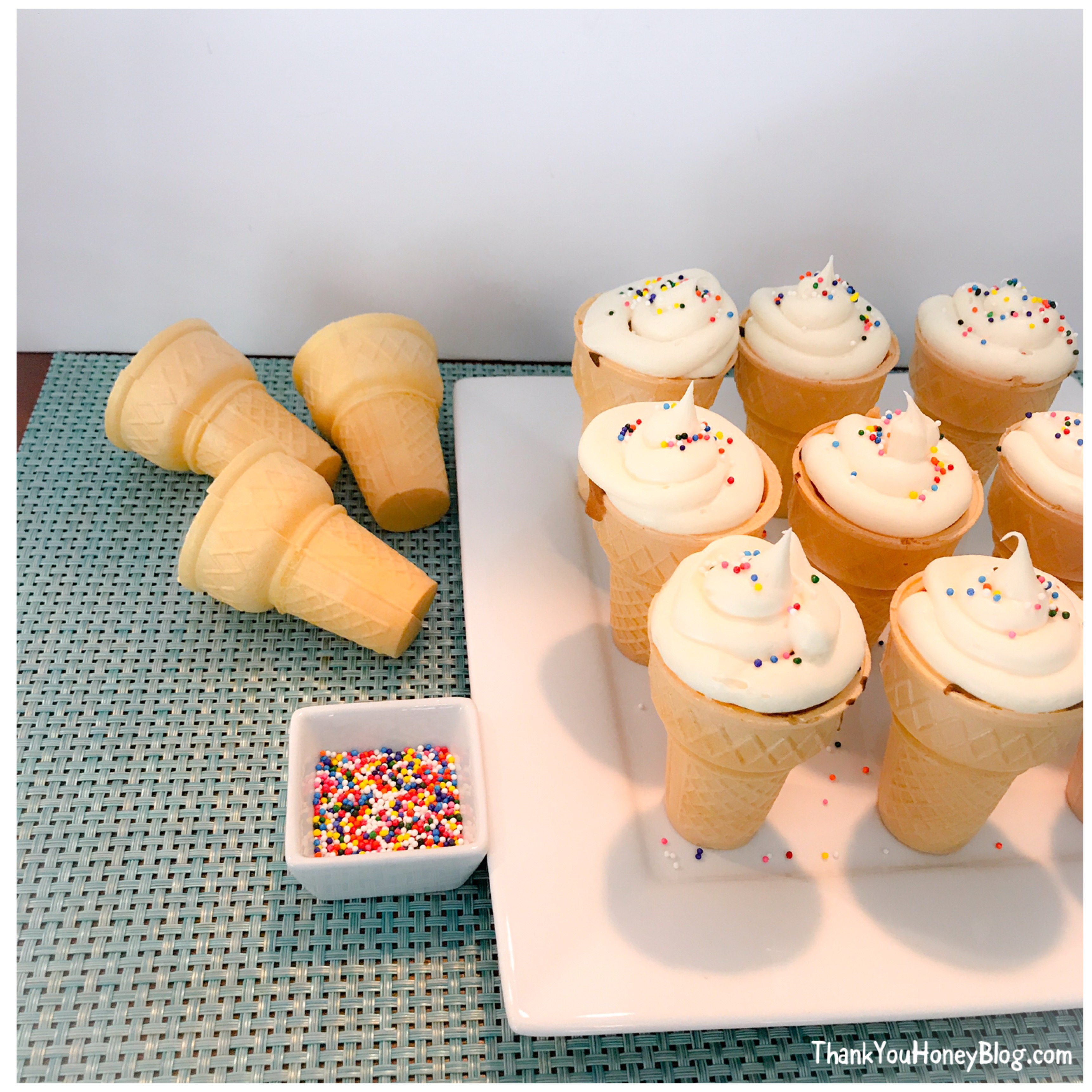 Cupcake Cones, Recipe, Dessert, Simple Recipe, Cupcake Cones, Treat, Summer, Cupcakes, Ice Cream Cones, ThankYouHoneyBlog.com, #TreatYourselfToSummer #ad